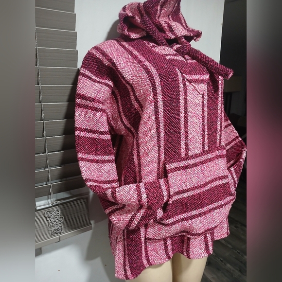 Pink and Burgundy Striped Hoodie - Picture 3 of 6